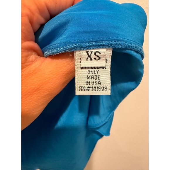 Ramy Brook Womens Blue Gathered Pleated Sleeveless Blouse Elegant Chic XS - Picture 6 of 8